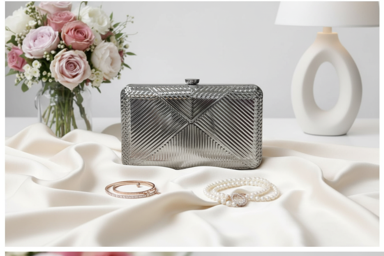 Metal Grace Clutch (Charcoal)