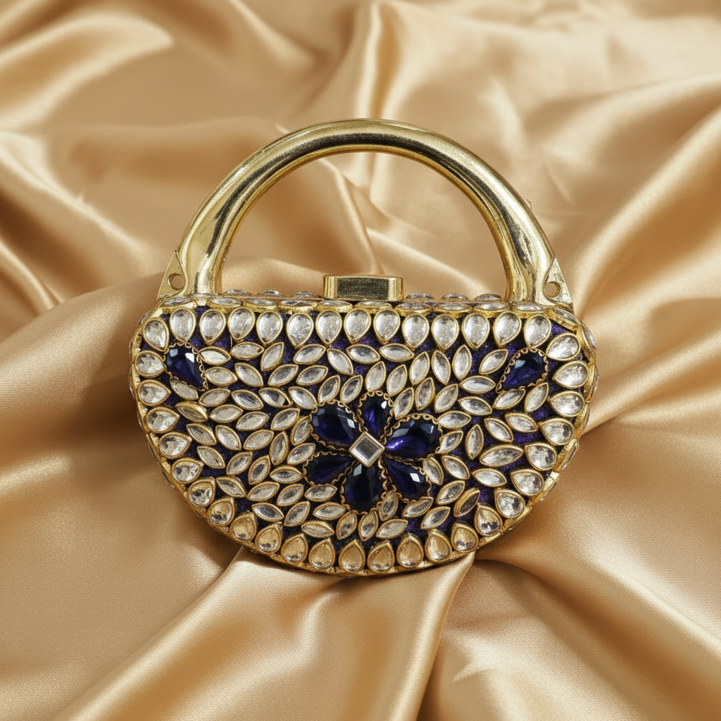 Mughlia Kundan Clutch (Plum)