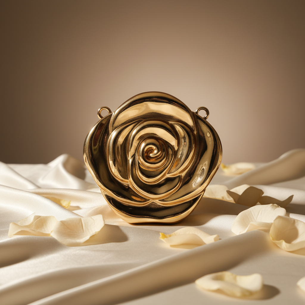 Metal Rose Clutch (Gold)