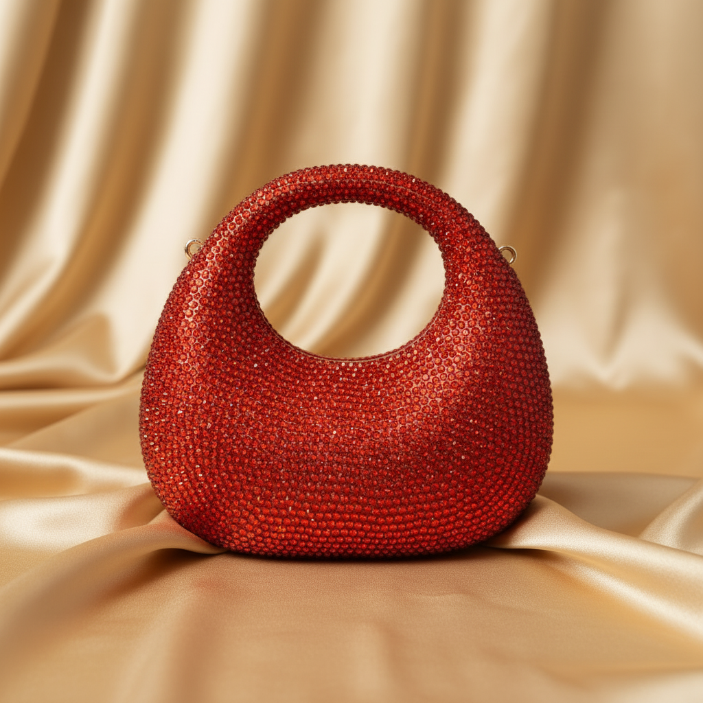 Luna Crystal Clutch- Red