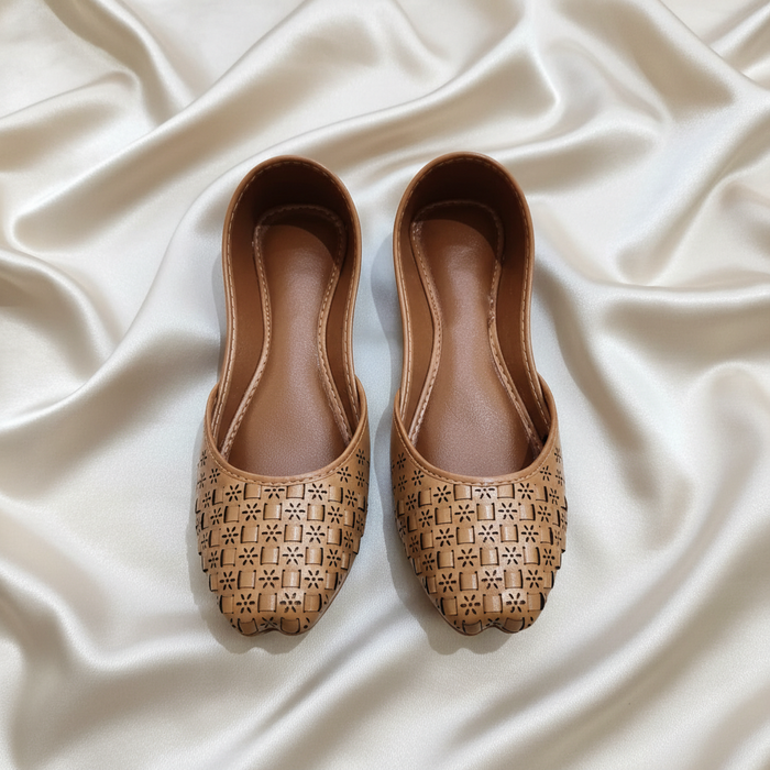 Chikankari Khussa-Mustard