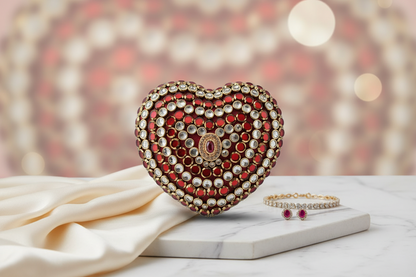 Crystal Heart Clutch (Maroon)