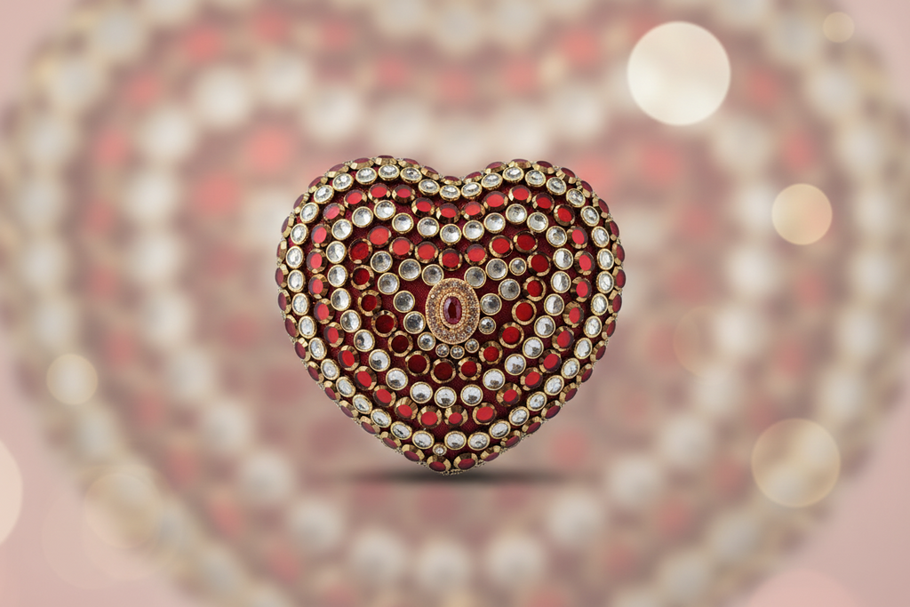Crystal Heart Clutch (Maroon)
