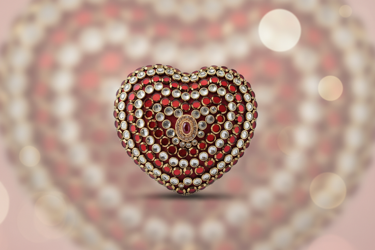 Crystal Heart Clutch (Maroon)