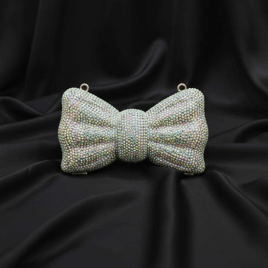 Rhinestone Bowelle Crystal Clutch- Aurora