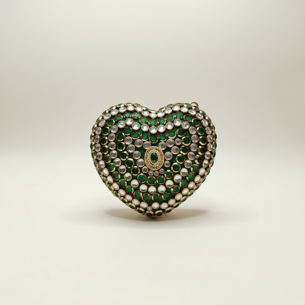 Crystal Heart Clutch (Emerald)
