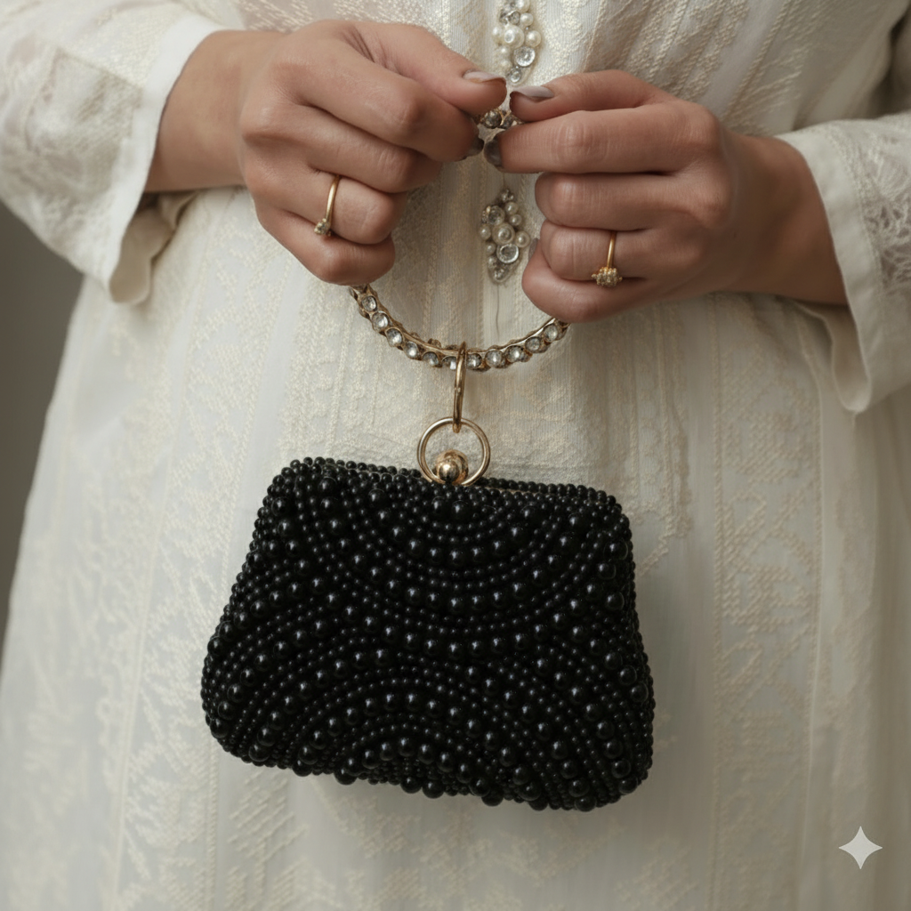 Square format beaded clutch image
