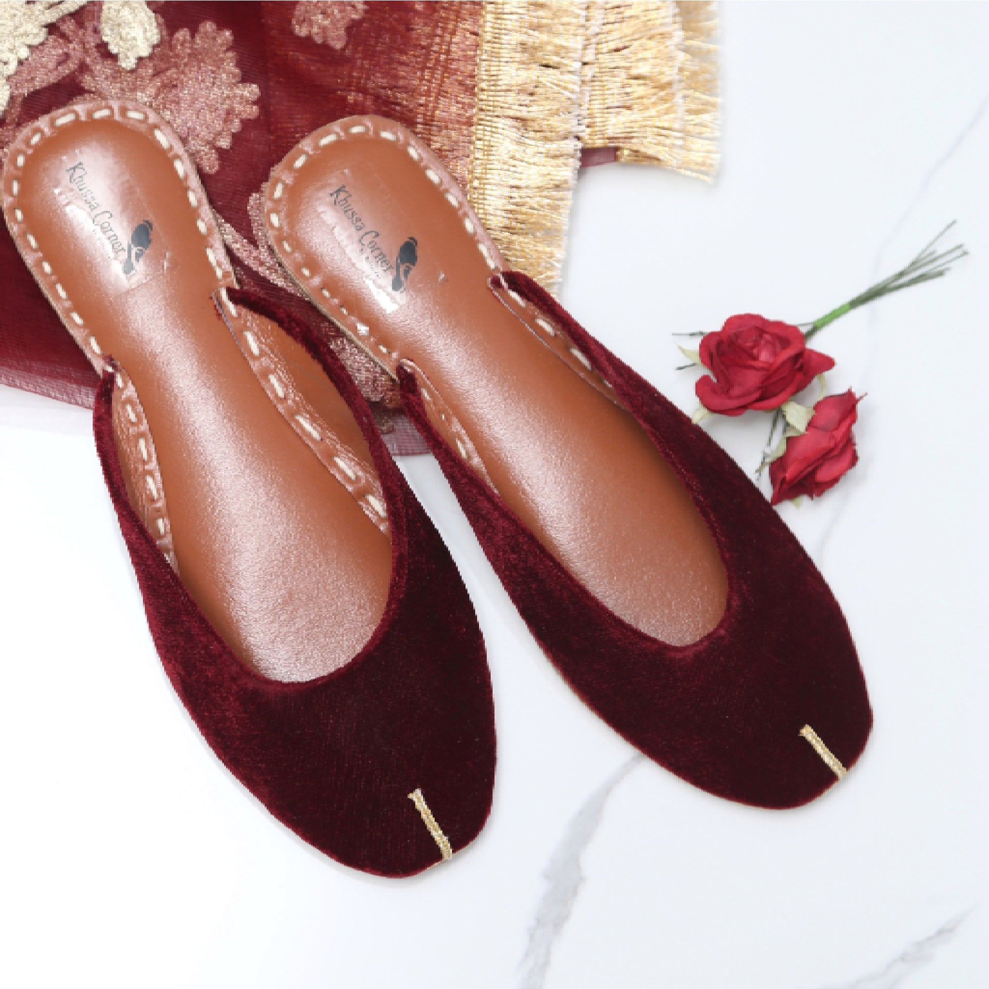 Plain Maroon Khussa Maroon RK001 – Bustangi - Main Image