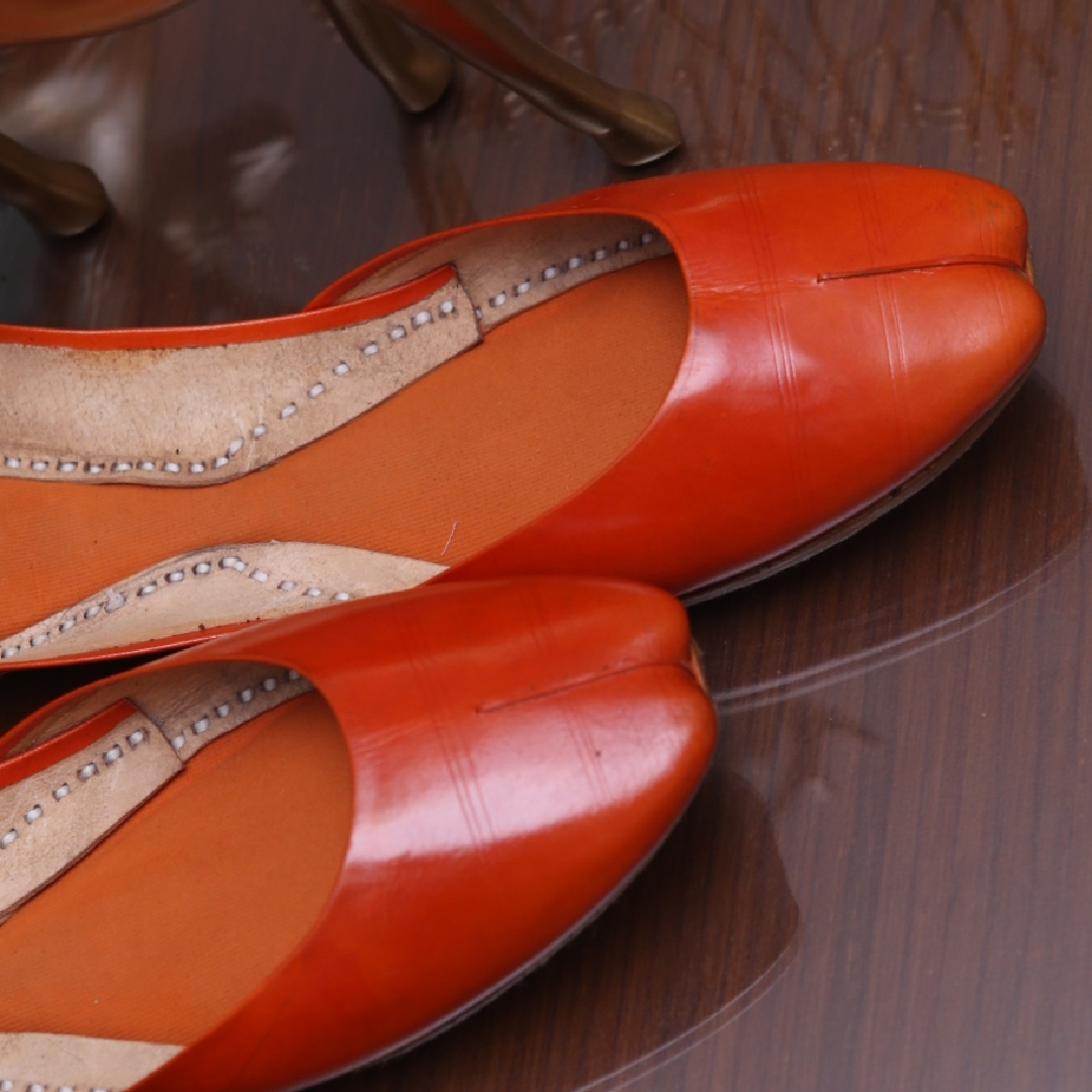 Orange simple Leather Khussa